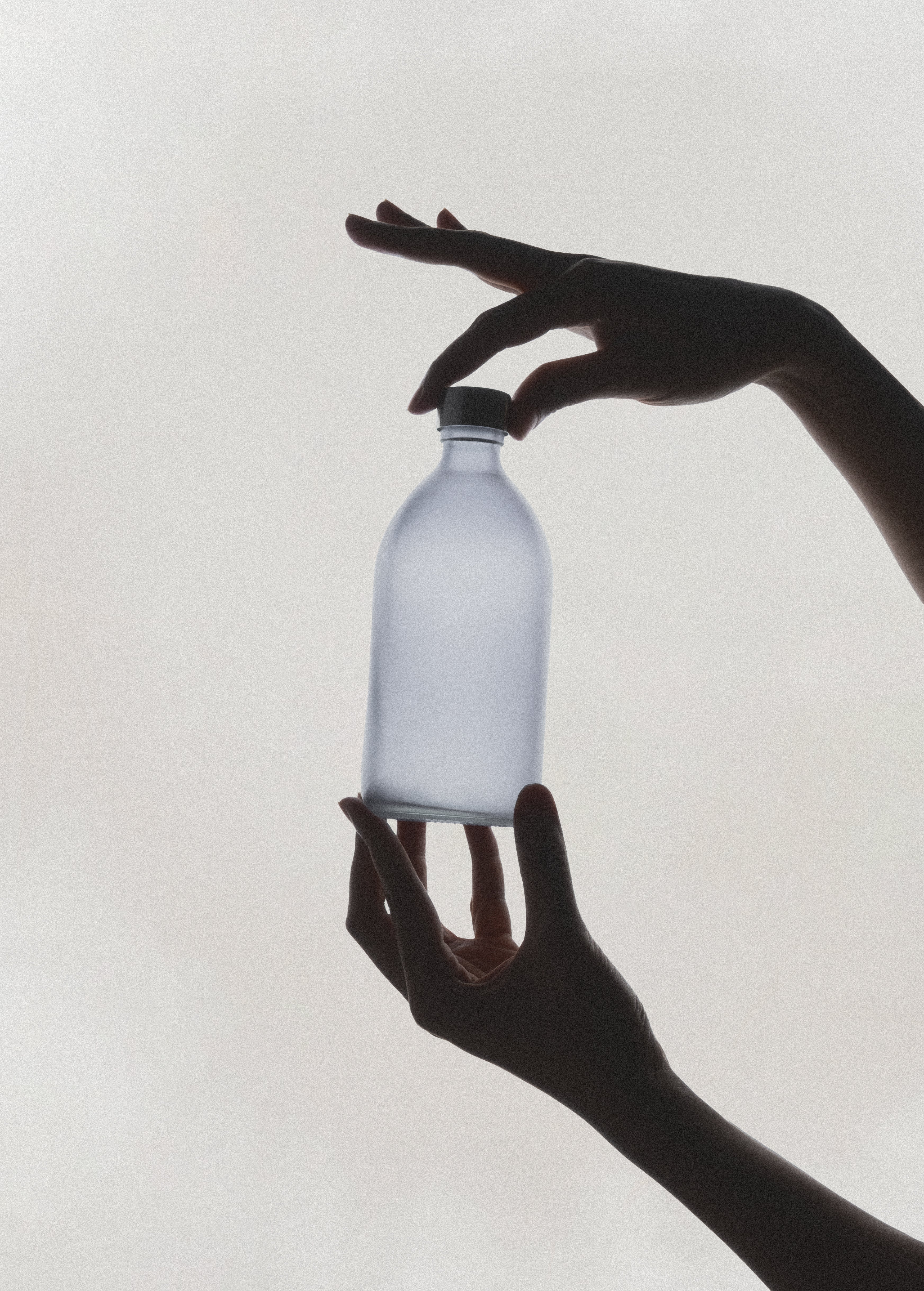 Frosted Grey Bottle and Metal Cap