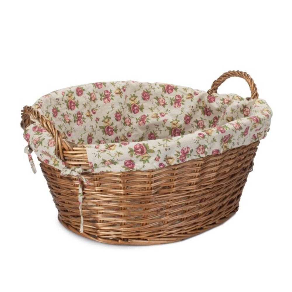 Light Steamed Lined Wicker Laundry Wash Basket