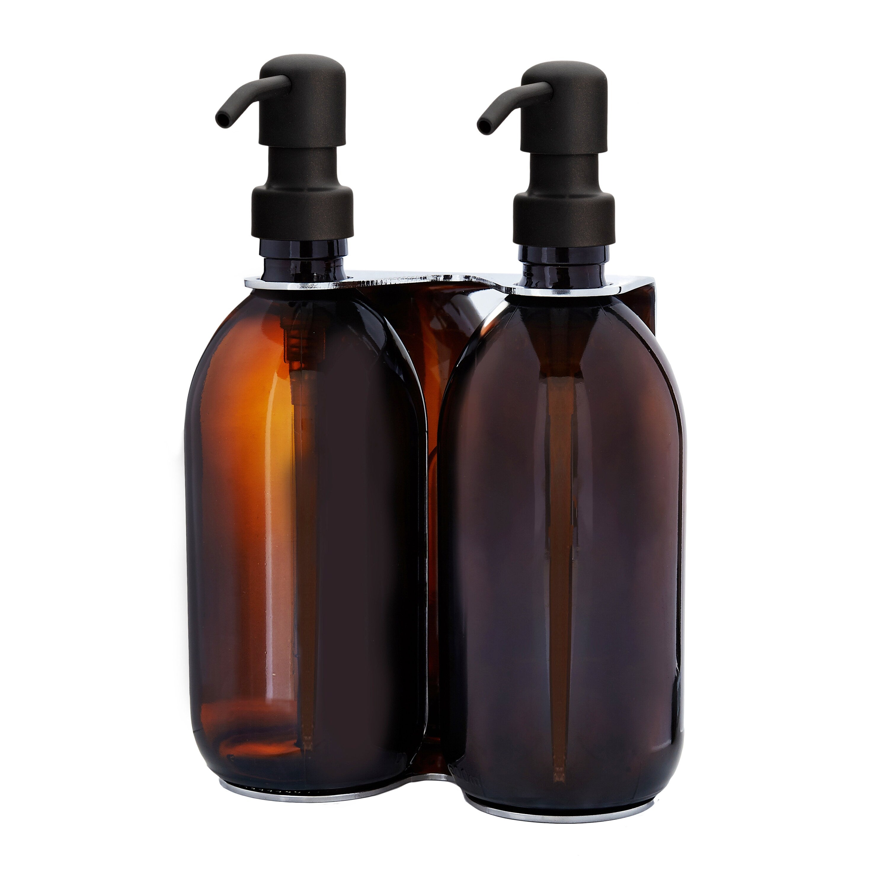 Chrome Double Wall Mounted Soap Dispenser