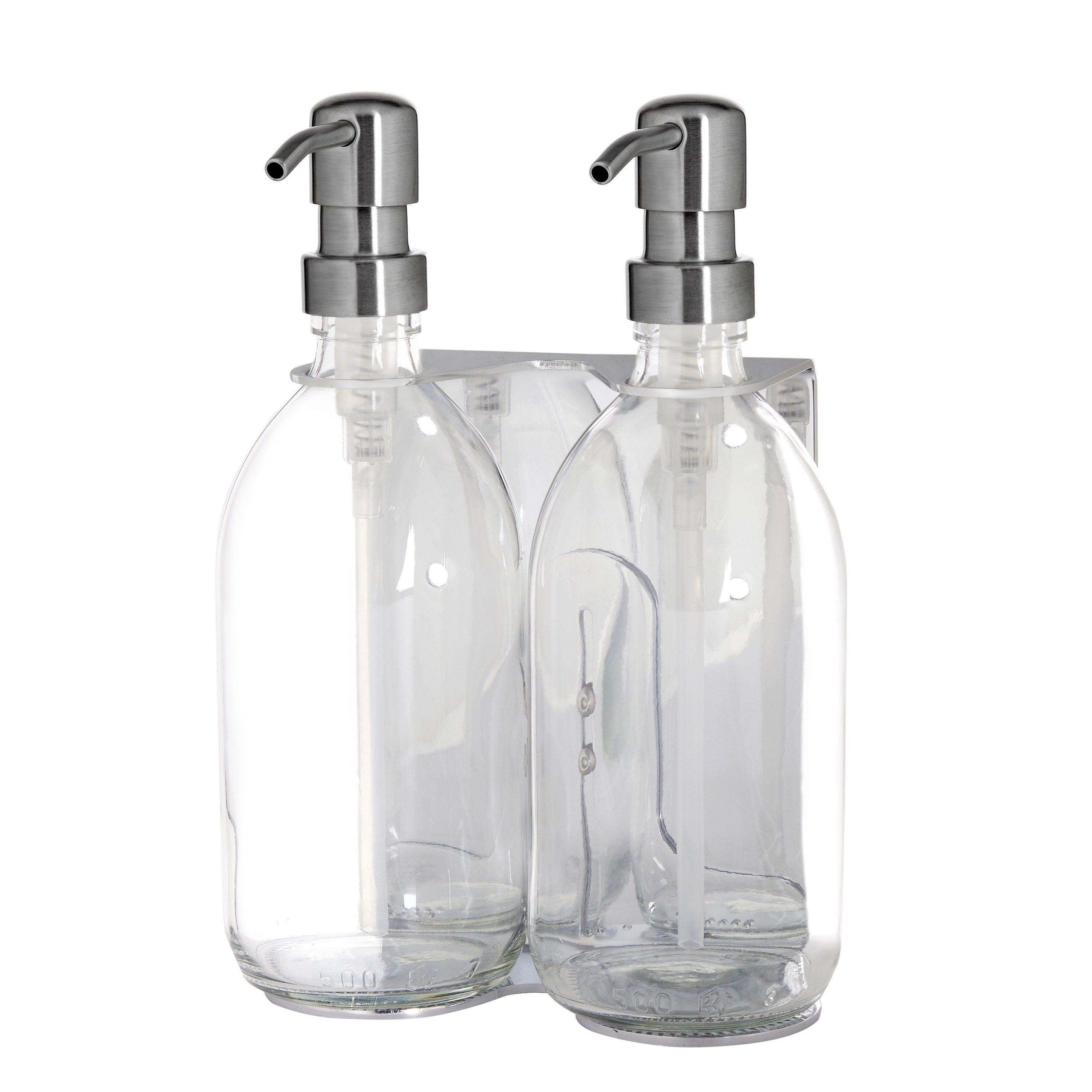 Chrome Double Wall Mounted Soap Dispenser